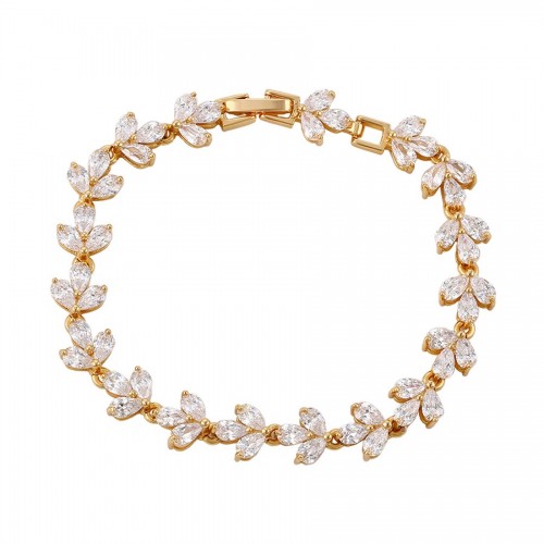 Grezna, bagātīga rokassprādze ar baltiem cirkoniem un zelta pārklājumu 18 karāti, garums: 18 cm